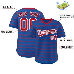 Conception rayée Couleur contrastée OEM Style personnalisé Tops de chemise Polyester qualité supérieure Col V Sublimation Maillot de baseball - Product Image 3