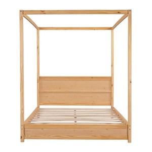 Modern Design Natural Full-<b>Size</b> Solid Wood Canopy Platform <b>Bed</b> with Support Legs Round Style Supplied by Vietnam - Product Image 3