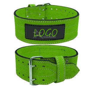 Venta al por mayor personalizable cuero de vaca hebilla cinturones de doble punta gimnasio Powerlifting espalda soporte Fitness levantamiento de pesas Logo - Product Image 2