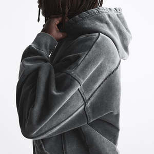 Sudaderas con capucha para hombre, sudadera con estampado personalizado 100% algodón de gran tamaño con hombros caídos, ropa de calle, Sudadera con capucha lavada vintage de peso pesado - Product Image 2