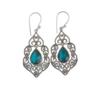 Boucles d'oreilles clous en argent sterling 925 plaqué or avec apatite, bijoux fantaisie faits à la main, pierre de naissance de mars, cadeau de fête pour femme - Product Image 2