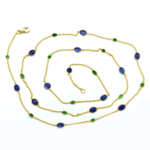 Collier en argent sterling 925 plaqué or avec pierres précieuses émeraude et tanzanite pour un usage quotidien - Product Image 2