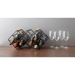 Estante de vino de mesa de 9 botellas, soporte de almacenamiento de vino de acero para Bar, restaurante, estante de exhibición de decoración para uso de vajilla - Product Image 2