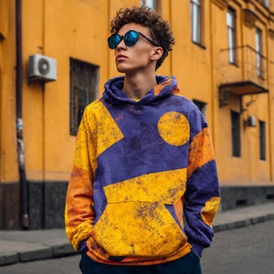 Sweat à capuche ample pour homme, hiver, épaules tombantes, sublimation, broderie, uni, teinture, écologique, respirant - Product Image 1