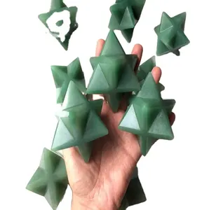 Оптовая продажа, натуральный кристалл, зеленая звезда авантюрина Меркаба для проявления энергии Рейки, исцеляющий кристалл, зеленая авантюрин Меркаба