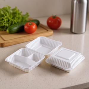 Lonchera Cuadrada de PP con 3 Compartimentos Abatibles de 7.9"x7.9"x2.3" para Control de Porciones y Organización - Product Image 3