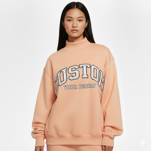 Sweat-shirt oversize doux en coton lourd à col montant décontracté d'hiver personnalisé ODM pour femmes - Product Image 1