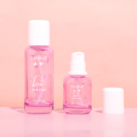 Flacon cosmétique en verre transparent rose personnalisé 30ml 100ml 120ml Ensemble d'emballage de contenants cosmétiques OEM/ODM