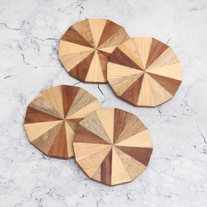 Wholesale Modern Circle Shaped Brown <b>Wooden</b> Coasters for Tea Cups Bulk <b>Table</b> Coasters, Drink <b>Mats</b> for Hot & Cold Beverages - Product Image 1