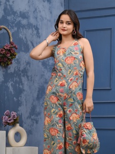 Bloc floral imprimé Western Indian Summer robe en coton pour les femmes porter Midi longueur tissé taille décoration robes lavables - Product Image 6