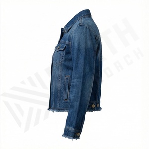 Veste en jean pour femme, nouvelle mode, meilleur prix, design respirant, fermeture éclair, coque en coton, col mandarin, personnalisable - Product Image 3