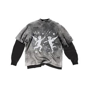 T-shirts graphiques d'été 100% coton de haute qualité pour hommes Double couche à manches longues avec col rond - Product Image 4