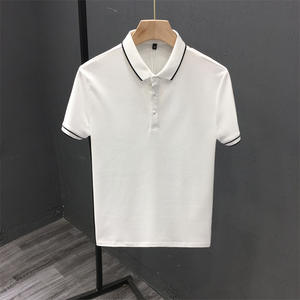 OEM Logo personnalisé Broderie Design imprimé de perles de soie de glace Polo haut de gamme polos à manches courtes pour hommes avec revers de ligne fine - Product Image 5