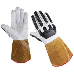 Gants de conducteur anti-impact en cuir de chèvre style pouce d'aile avec paume et dos imperméables gants industriels de sécurité TPR - Product Image 3