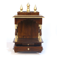 Templo Rústico de Madera |   Mandir Hecho a Mano para el Hogar |   Altar de Oración Hindú de Madera Maciza |   Decoración Espiritual para el Hogar, Sala de Estar KA835
