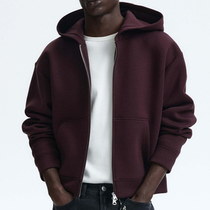 Sudadera con Capucha y Cremallera para Hombre, de Invierno, Lisa, de Primera Calidad, Corte Regular, 100% Algodón, Felpa, Transpirable, Ropa Urbana, Venta al Por Mayor - Product Image 1