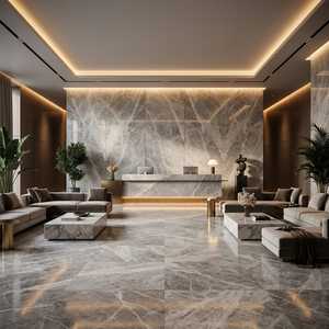 Tundra Grey Marble Big Slab 2cm Polished Calcite Stone Kitchen Countertop Modern Design Waterproof Surface Made in Turkiye - Product Image 5