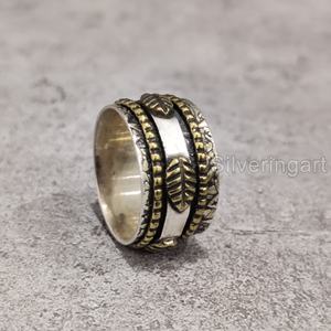 Anillo de meditación de banda giratoria con cuentas, anillo de pulgar de Plata de Ley 925 para mujer, joyería hecha a mano, anillo giratorio de ansiedad navideña para hombre - Product Image 5