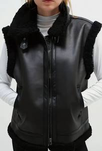 Chaleco de Piel Auténtica de Primera Calidad al por Mayor, Chaleco de Moda de Invierno con Cremallera para Mujer, Nuevo Chaleco de Piel de Oveja de Secado Rápido - Product Image 2