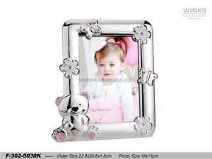 Winko <b>BEAR</b> Metal Photo Frame Picture Frame 13X18Cm Girl <b>Bear</b> Photo Frame, W/ 7Pcs <b>Pink</b> Crystal, White & <b>Pink</b> Epoxy, White Bro... - Product Image 1