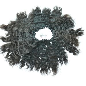 Temple indien du sud 100% Extensions de cheveux humains alignés sur les cuticules vierges Style Super Wave naturel ondulé non traité - Product Image 6