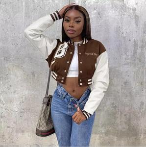 Hot Sales Women's Winter Varsity Baseball <b>Jacket</b> Custom Chenille Embroidery Plain Dyed Bomber with Girls' Patch Logo - Product Image 4