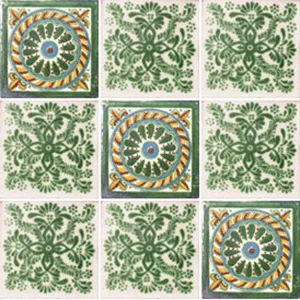 SET #084 Azulejos de arcilla cerámica mexicanos hechos a mano Juego de nueve piezas para aplicación de pared exterior interior para sala de estar o habitación - Product Image 1