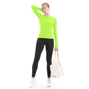 T-shirt de yoga pour femme, col rond, super extensible, coupe ajustée, séchage rapide, vêtements de sport, vêtements de fitness, vêtements de sport personnalisés de haute qualité - Product Image 6