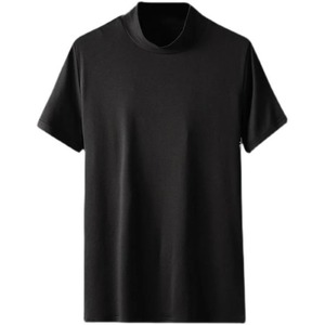 אופנה 2025 חלק אוברסייז של גברים חלק שרוול קצר turtleneck חולצות צבע אחיד רזה בסיס רזה חולצה שכבת בסיס