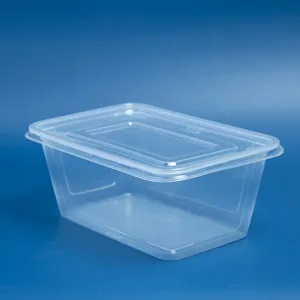 Einweg-Plastik box in Rechteckform 550ml 650ml 750ml 1000ml Für Lebensmittel/Obst/Salat mit Deckel Transparentes individuelles Logo