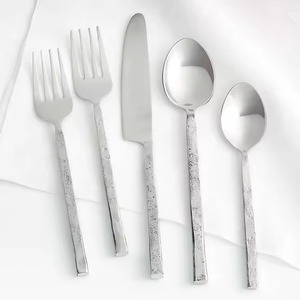 Mirror Silver Finished Cutlery Set With Curved Handles Premium Stainless Steel <b>Flatware</b> For Home Restaurant Events Use Set of 4 - Product Image 5