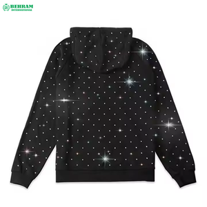 เสื้อฮู้ดซิปเต็มตัวสั่งทำขายส่ง ผ้าฟลีซ/เฟรนช์เทอร์รี่ 450 GSM ดีไซน์ทันสมัยประดับเพชรเทียม แห้งเร็ว - Product Image 3