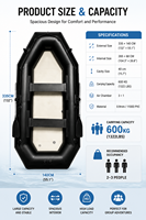 Bateau pneumatique de qualité supérieure en PVC avec matériau double couche, sièges amovibles et ensemble d'accessoires