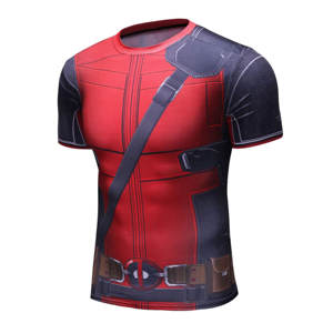 Camisa de compresión de manga corta con estampado Digital 3D rojo para correr al aire libre Yoga Fitness Camiseta ajustada para hombres ropa - Product Image 2