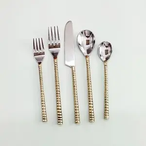 Stainless Steel <b>Flatware</b> <b>Set</b> of 5 with Stylish Design Perfect for Wedding Restaurant and Hotel Food Serving Usage Kitchen Supply - Product Image 3