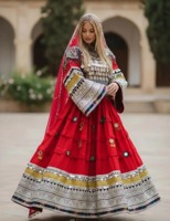 Abaya Afghane Vintage Ethnique Fluide et Modeste pour Filles, Manches Longues, Tissu Mousseline, Broderie Faite Main avec Miroirs, Élégante pour le Quotidien