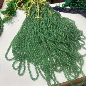 Cuentas de forma ovalada hechas a mano de cuarzo fresa, 6x8-7x10m, hebra de 16 pulgadas, fresa verde natural - Product Image 2