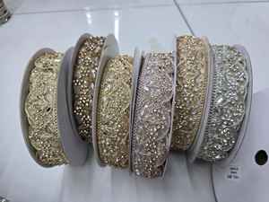 Ribete Trenzado Dorado para Coser, 19.5mm, con Lentejuelas y Cuentas, Encaje Soluble en Agua, Ecológico, para Bolsos, Bufandas, Zapatos, Disfraces de Carnaval - Product Image 4