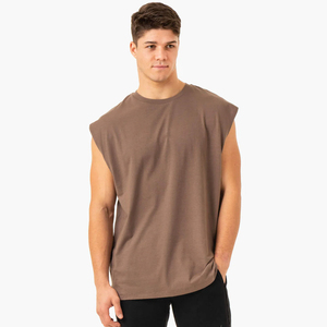 Vente en gros de haute qualité Logo personnalisé hommes débardeurs couleur unie grande taille respirant gymnastique entraînement sans manches débardeur hommes - Product Image 1