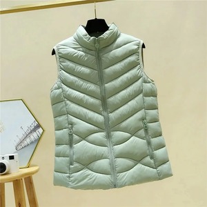 Autumn Winter Female Ultra Light Duck Vest New Slim Sleeveless Windproof Warm Puffer Waistcoat Breathable Fleece <b>Fabric</b> Printed - Product Image 2