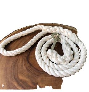 Natiurel White Customized Colored Cotton Rope Handmade Dog <b>Leash</b> <b>Pet</b> <b>Leash</b> Set - Product Image 1