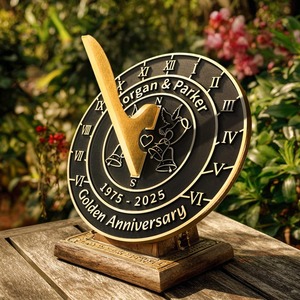 Regalo de Aniversario, Reloj Solar de Latón, Idea de Regalo de Boda para Parejas, Personalización Única, Aniversario de Boda Dorado - Product Image 5