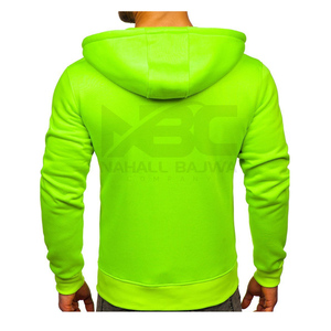 Personalizable Hombres Algodón Casual Full Zip-up Hoodie 320gsm Oversized Heavyweight Low MOQ Bulk para Invierno Color Verde Claro - Product Image 4