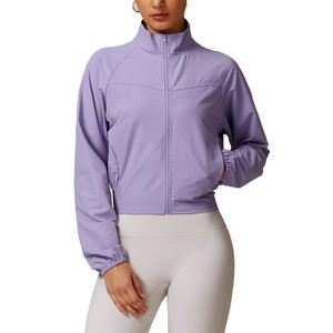 2025 Otoño Invierno chaqueta con cremallera bolsillos laterales secado rápido transpirable Citywalk abrigo al aire libre señora rompevientos gimnasio Fitness Yoga Tops - Product Image 1