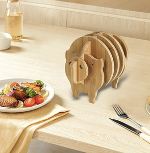 Best-seller: Ensemble de sous-verres en bois naturel avec des formes d'animaux adorables - Product Image 3