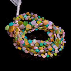 Perles de pierre gemme d'opale welo éthiopienne, perles de coeur d'opale multicolore pour la fabrication de bijoux, perles d'opale, perles de pierre gemme d'opale de feu multi - Product Image 2