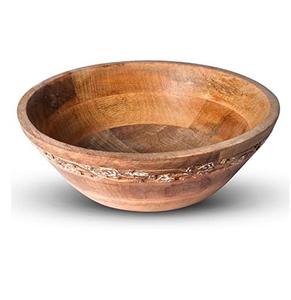 Cuenco de madera redondo pulido de calidad Superior, cuenco de madera hecho a mano de madera natural para restaurante, boda de la India - Product Image 1