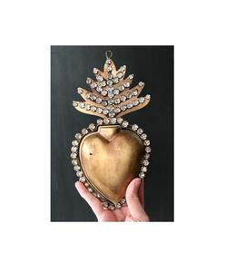 Sacred Heart Milagros con alas en acabado dorado antiguo para decoración del hogar - Product Image 4