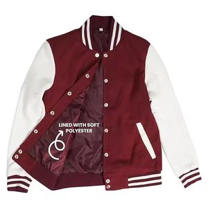 Chaqueta Universitaria de Béisbol para Hombre de Alta Calidad, Personalizada, Invernal, con Cuello Alto, Resistente al Viento, Transpirable, con Mangas de Forro Polar de Poliéster - Product Image 4