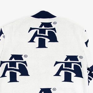 Cárdigan personalizado NC A & T Aggies HBCU para hombre blanco y azul marino con cierre de botón - Product Image 4